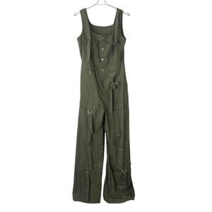 Forever 21 Jumpsuit Cargo Style Sleeveless Wide Leg Utility Fitted Size Small